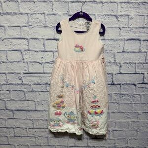 Vintage Cotton Kids Garden Tea Party Dress **has flaw** size 6
